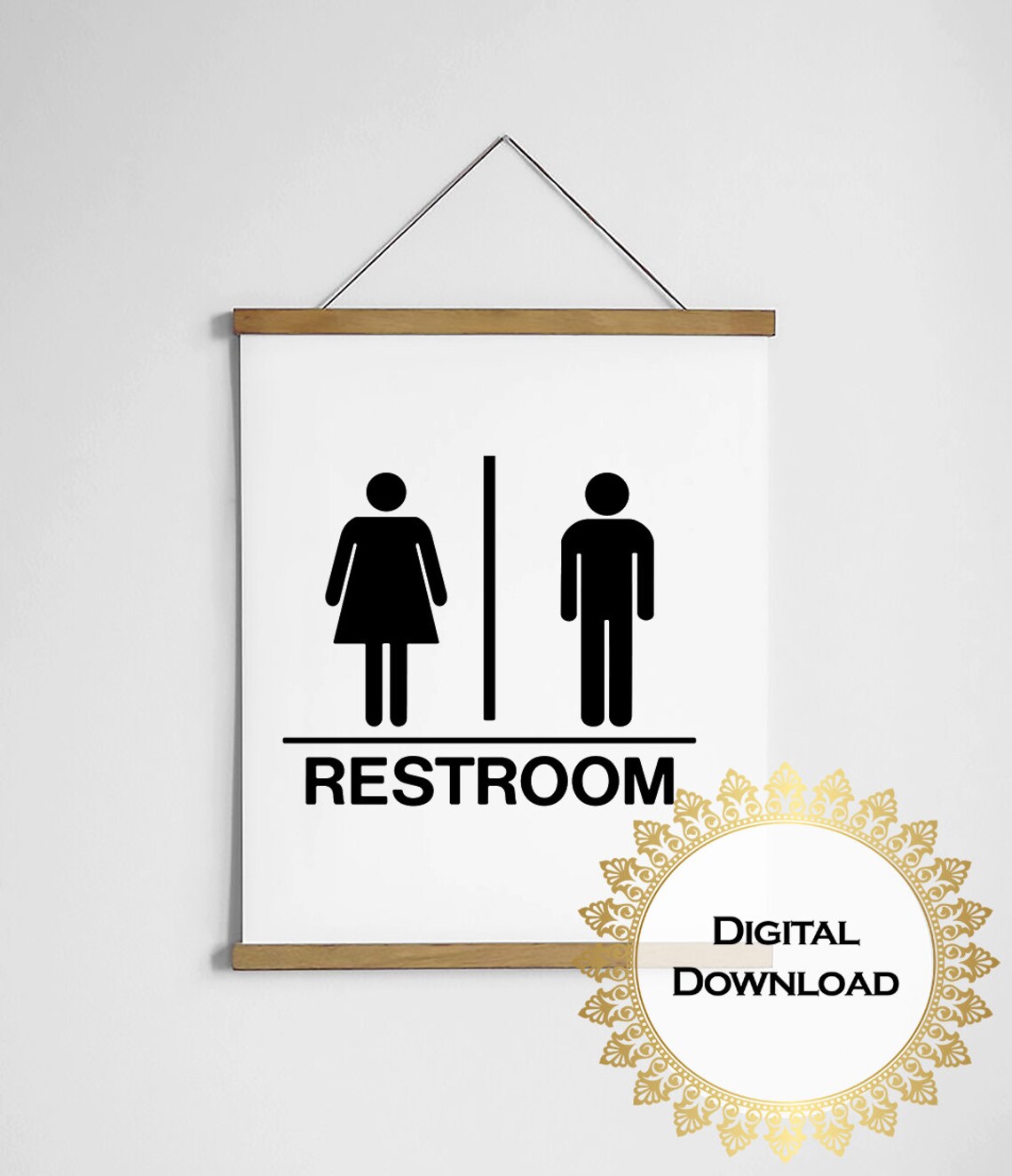 Men Women Restroom Sign Minimalist Bathroom Door Decor Print - Image 4