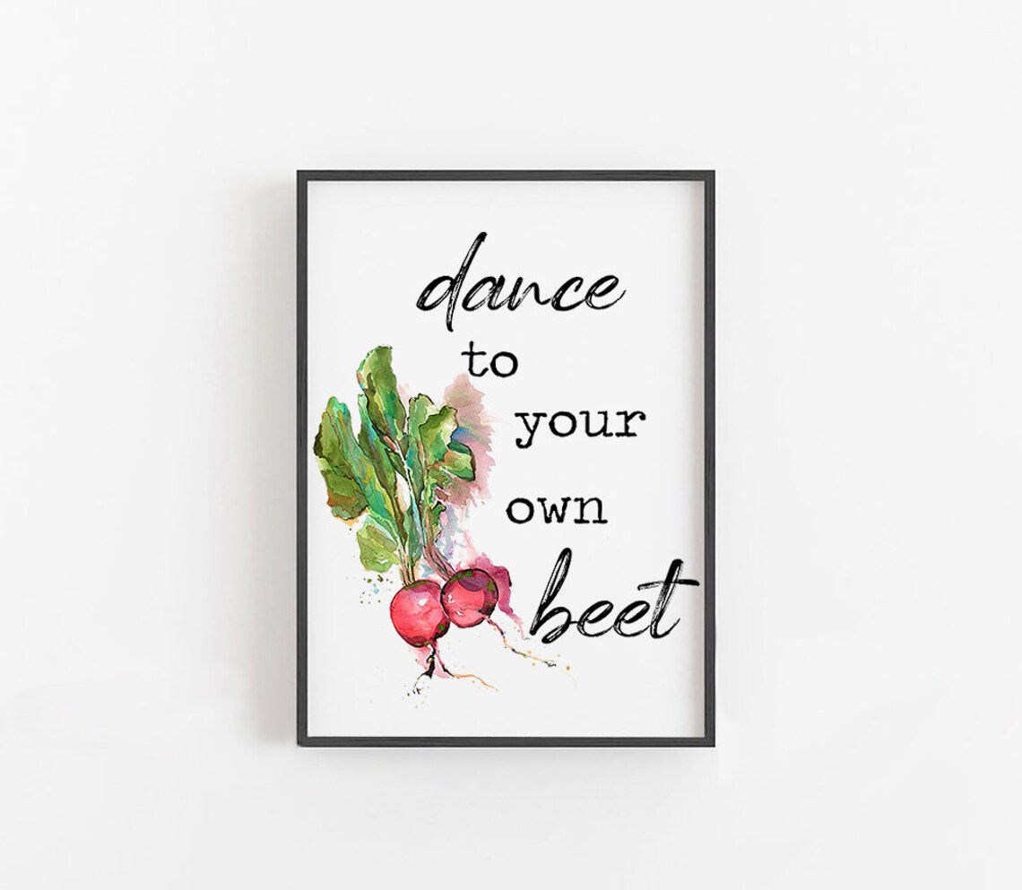 Dance To Your Own Beet Watercolor Radish Pun Kitchen Sign Poster - Image 4