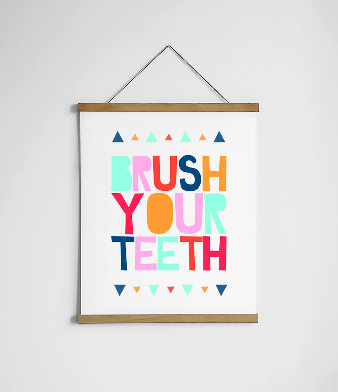 Brush Your Teeth Colorful Block Letter Kids Bathroom Rules Poster - Image 3