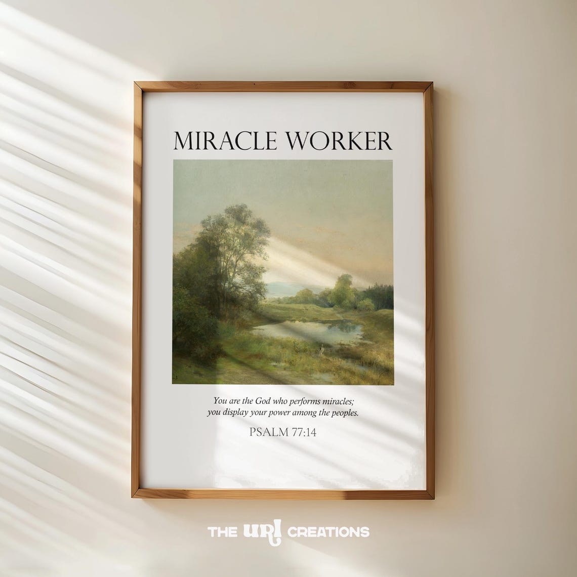 Miracle Worker Psalm 77:14 Vintage Landscape Scripture Poster