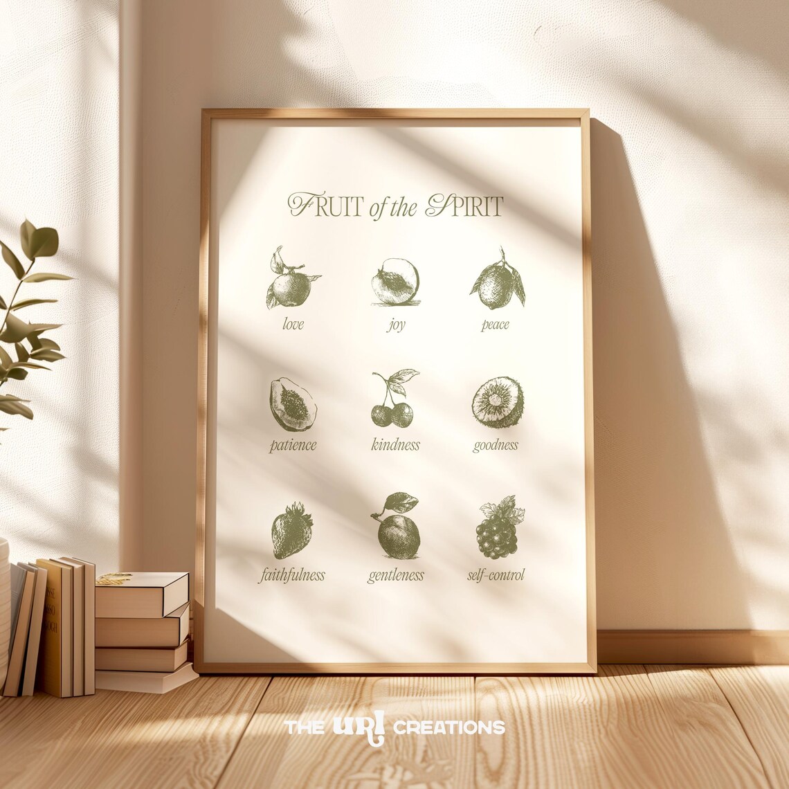 Fruit of the Spirit Sage Green Vintage Botanical Bible Verse Chart Poster - Image 4