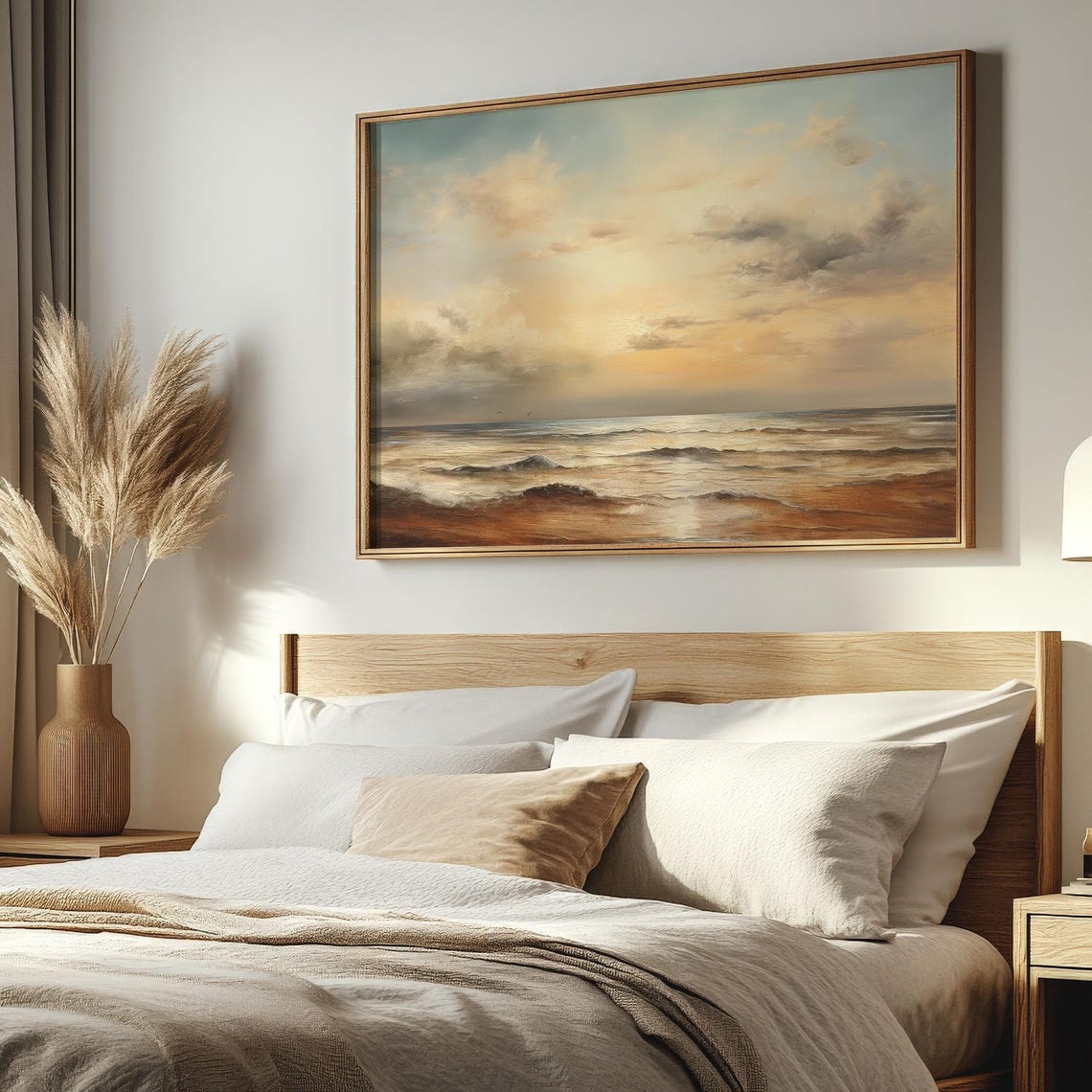 Tranquil Sunset Beach Golden Ocean Waves Serene Seascape Art Poster - Image 2