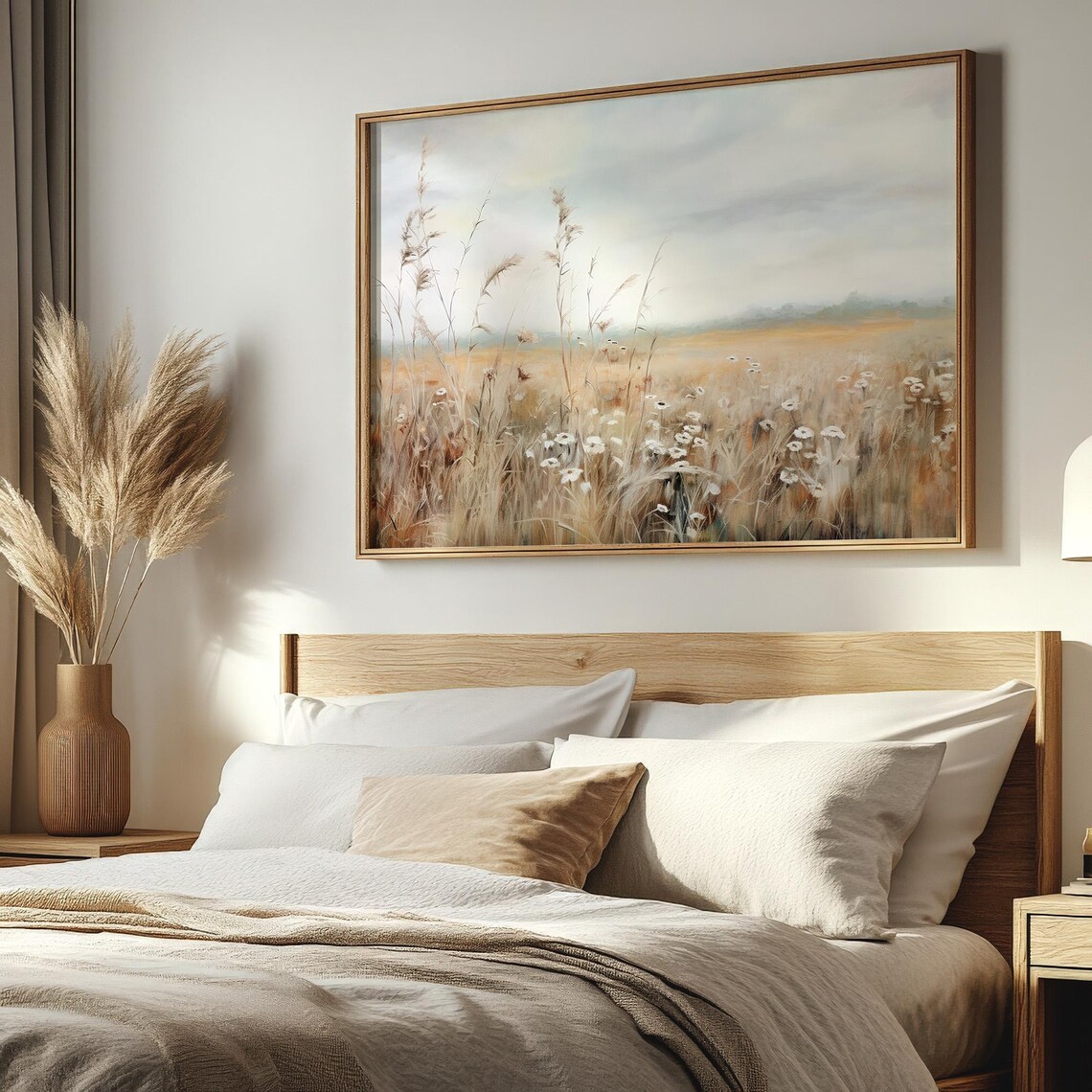 Summer Wildflower Meadow Golden Grasses Soft Floral Landscape Poster