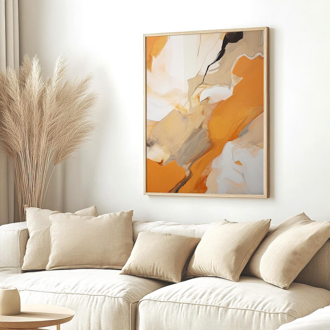 Warm Orange And Beige Flowing Abstract Swirls Modern Art Poster - Image 5