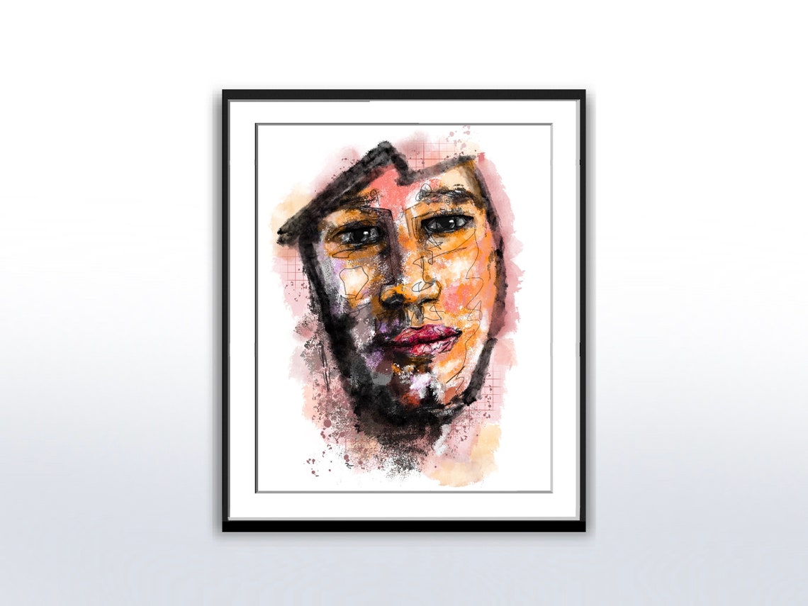 Abstract Portrait, Man's Face Art Print - Image 4