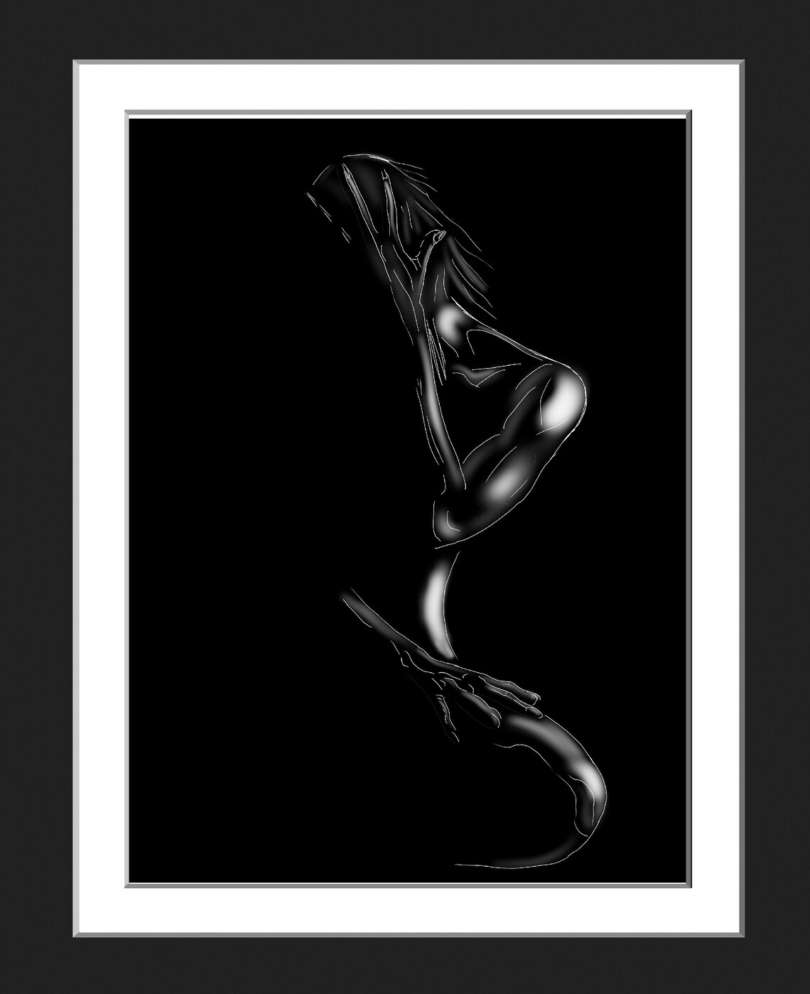 Nude Silhouette Line Art Woman Minimalist Black Figure Poster - Image 4