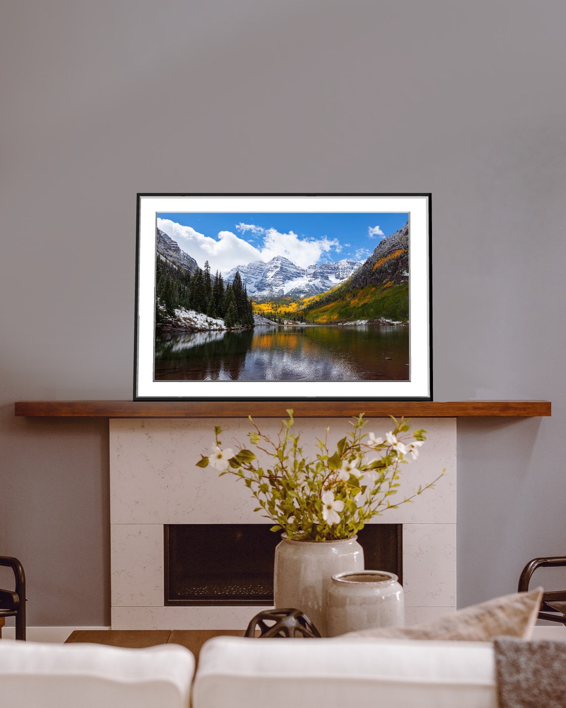 Snow-Capped Peaks Reflected in an Alpine Lake Autumn Scene Poster - Image 3
