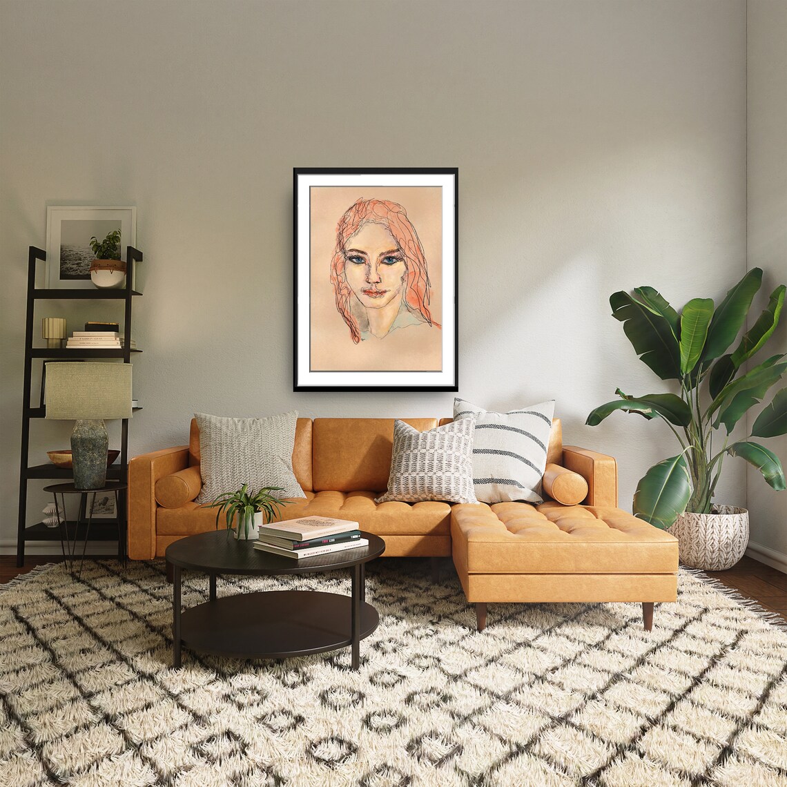 Abstract Portrait Art Abstract Womans Face Art Wall Art Line Art Style Instant Print - Image 3