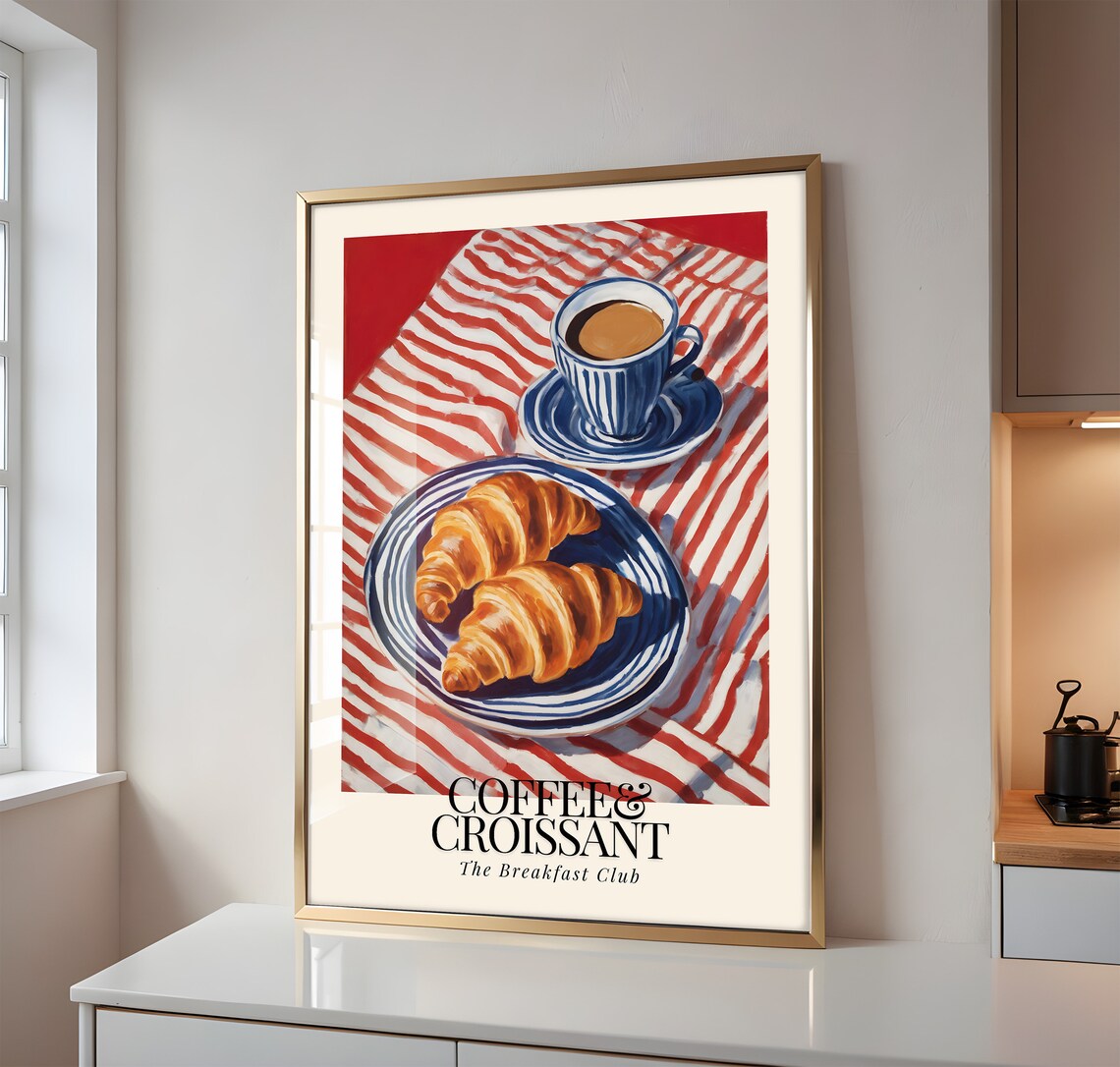 Coffee And Croissant Print, Matisse-Inspired Kitchen Art - Image 3