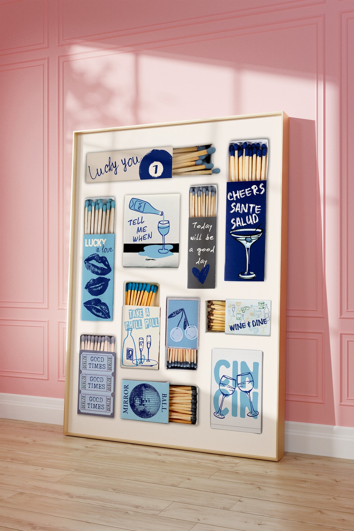 Vintage Matchbox Poster, Retro Bar Cart Art - Image 2