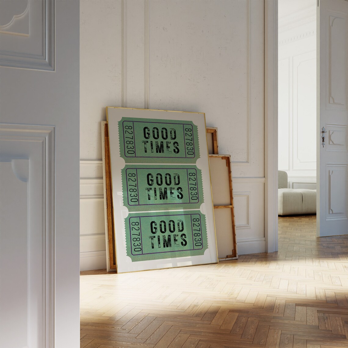 Good Times Ticket Green Aesthetic Wall Art Print - Image 3