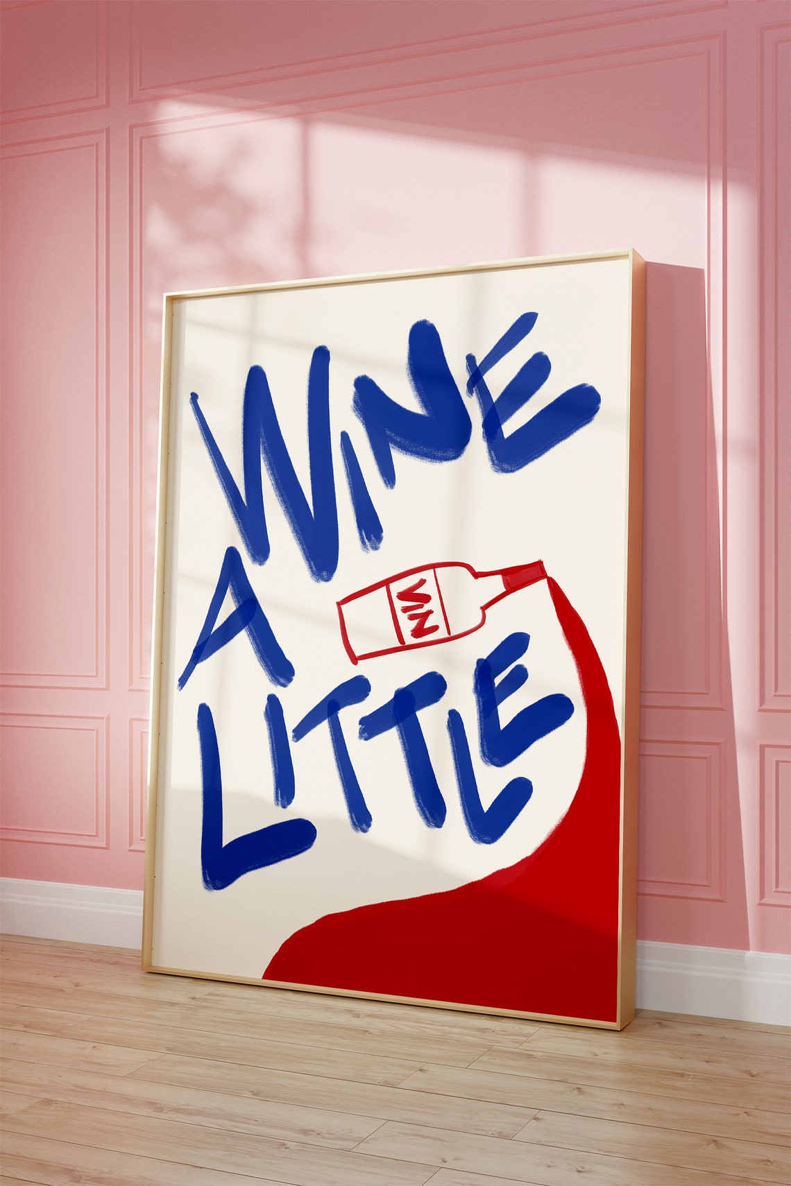 Wine A Little Funny Hand Lettered Red Wine Bottle Quote Poster - Image 2