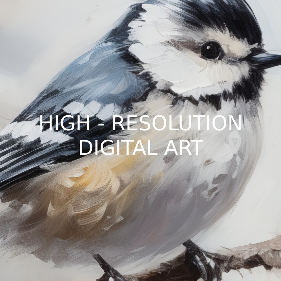 Chickadee on a Snowy Branch with Red Winter Berries Painting Poster - Image 3