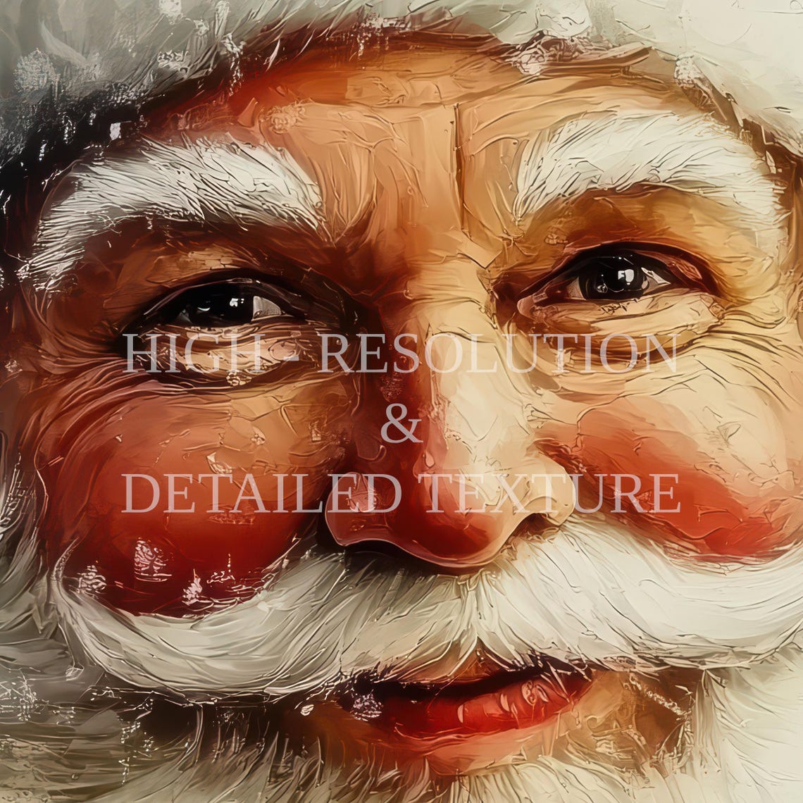 Smiling Santa Claus Portrait in Falling Snow Christmas Art Poster - Image 2