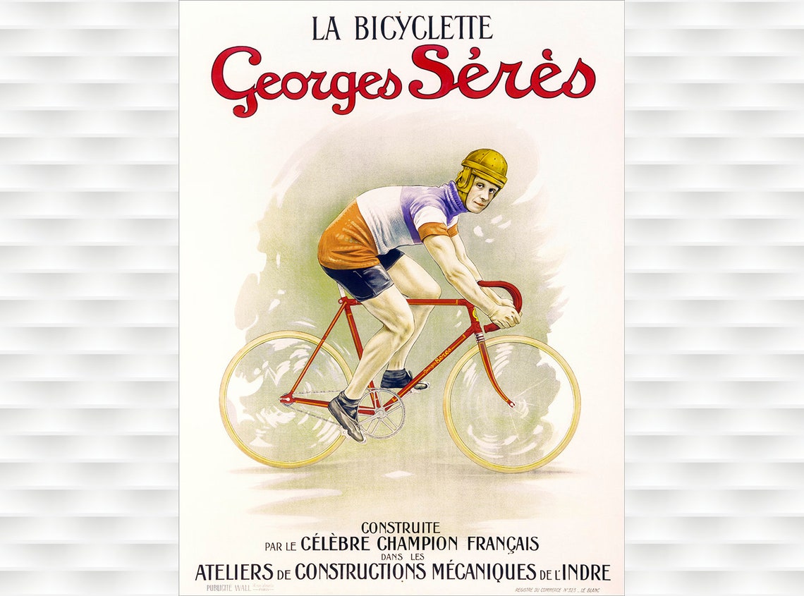 Georges Seres La Bicyclette Vintage French Champion Cyclist Poster
