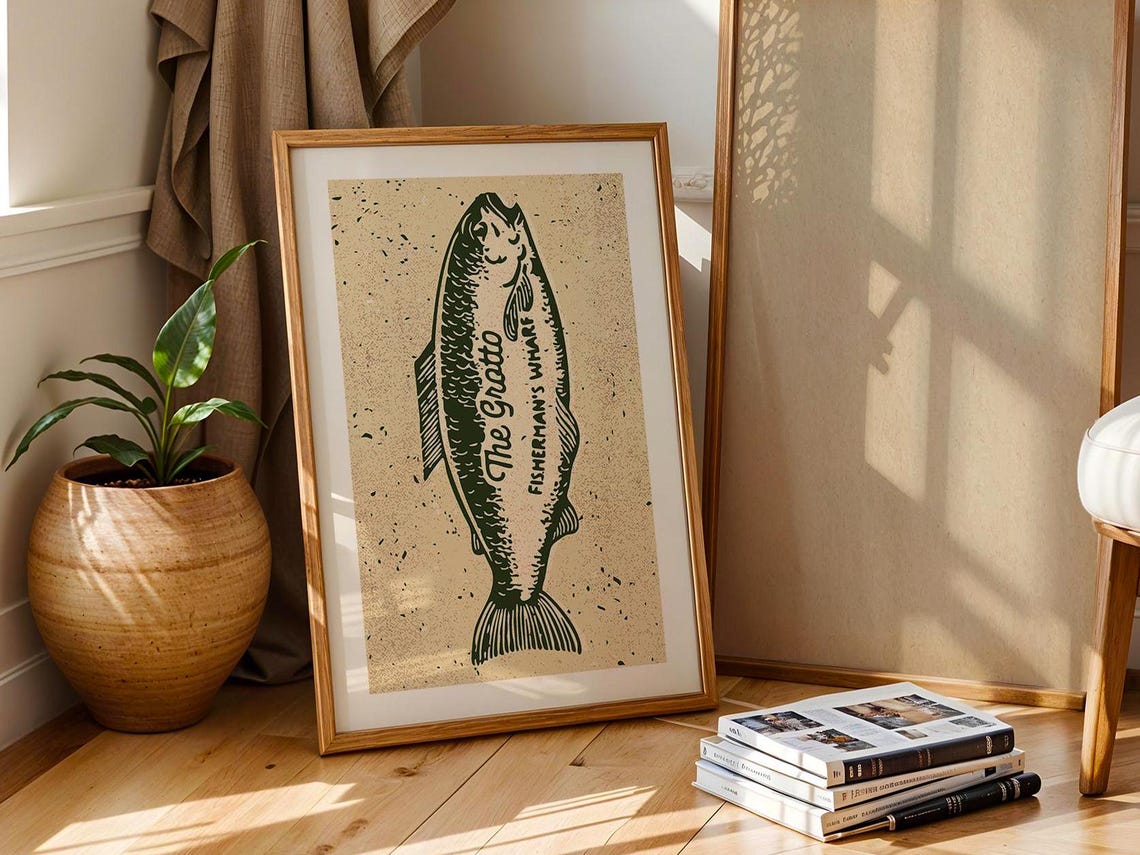 Fisherman's Wharf The Grotto Vintage Fish Tavern Sign Poster - Image 4