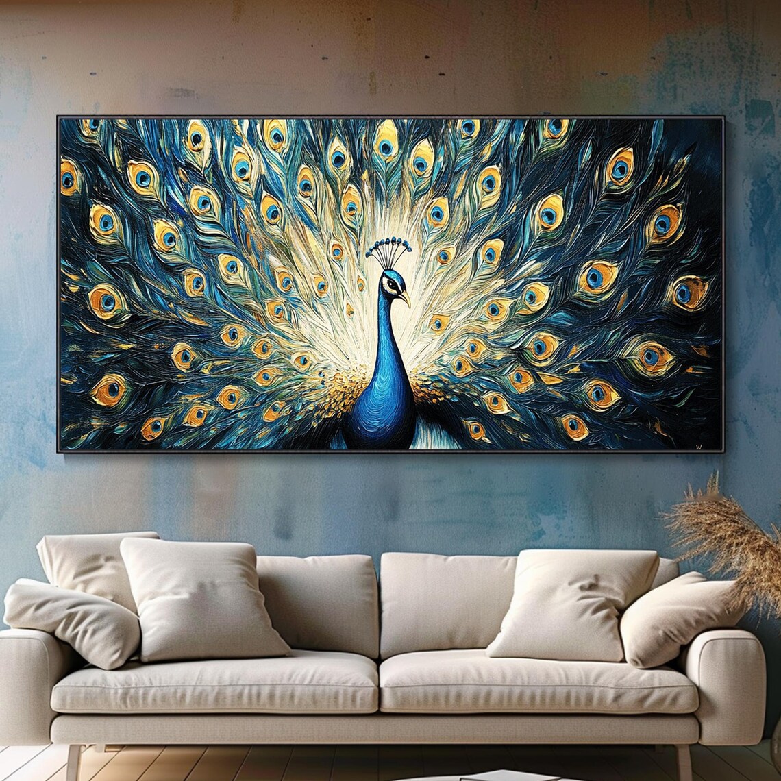 Peacock Oil Painting, Contemporary Wall Art Print