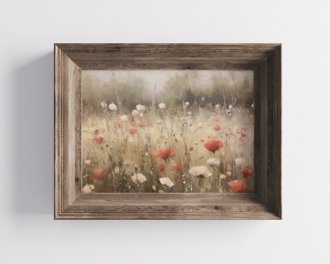 Impressionist Red Poppy Field Vintage Oil Painting Style Poster - Image 2