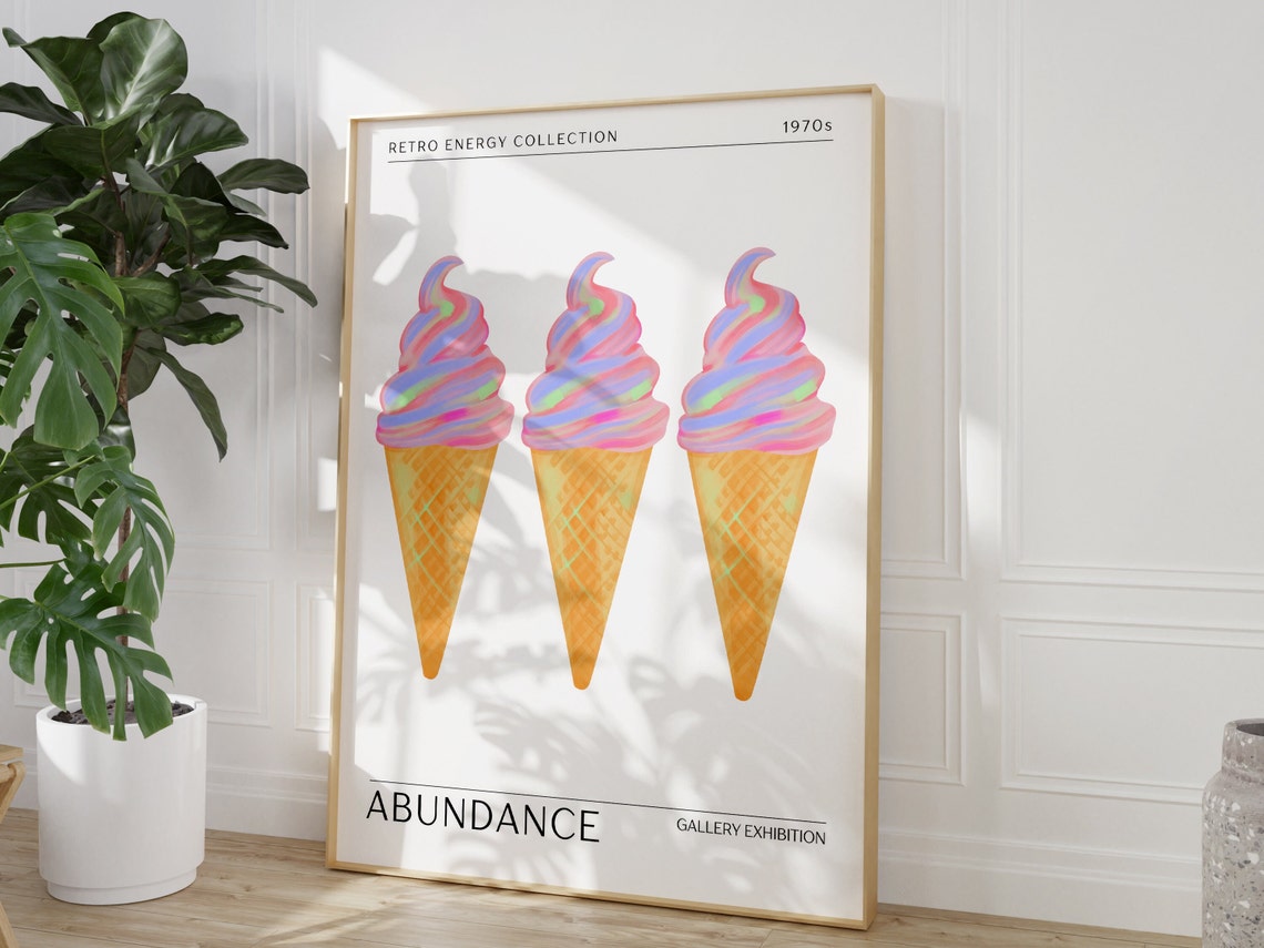 Abundance Pastel Ice Cream Cones Retro Energy 1970s Gallery Art Poster - Image 2