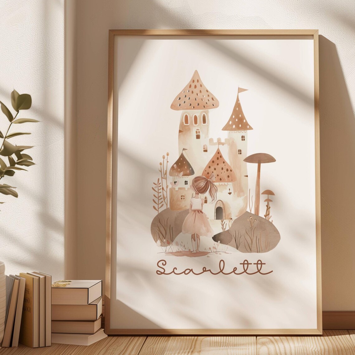 Personalized Princess Girl Name Room Decor Bedroom Wall Art Girls Bedroom Print Nursery Art Neutral Wall Art Watercolor Poster Gift - Image 4