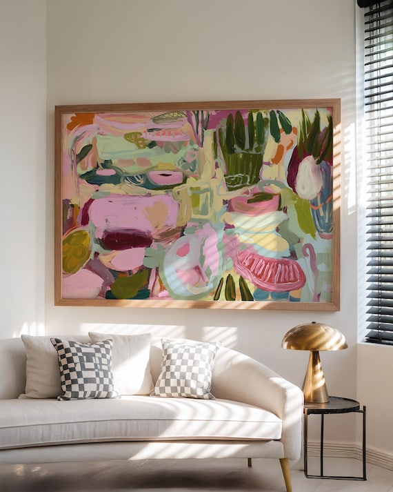 Colorful Abstract Art Print Neutral Tones Modern Decor