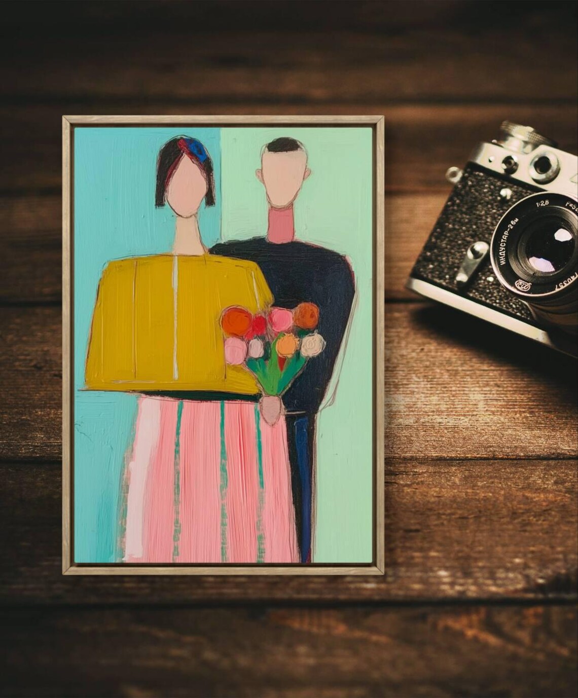 Abstract Couple Art Print, Modern Figurative Style