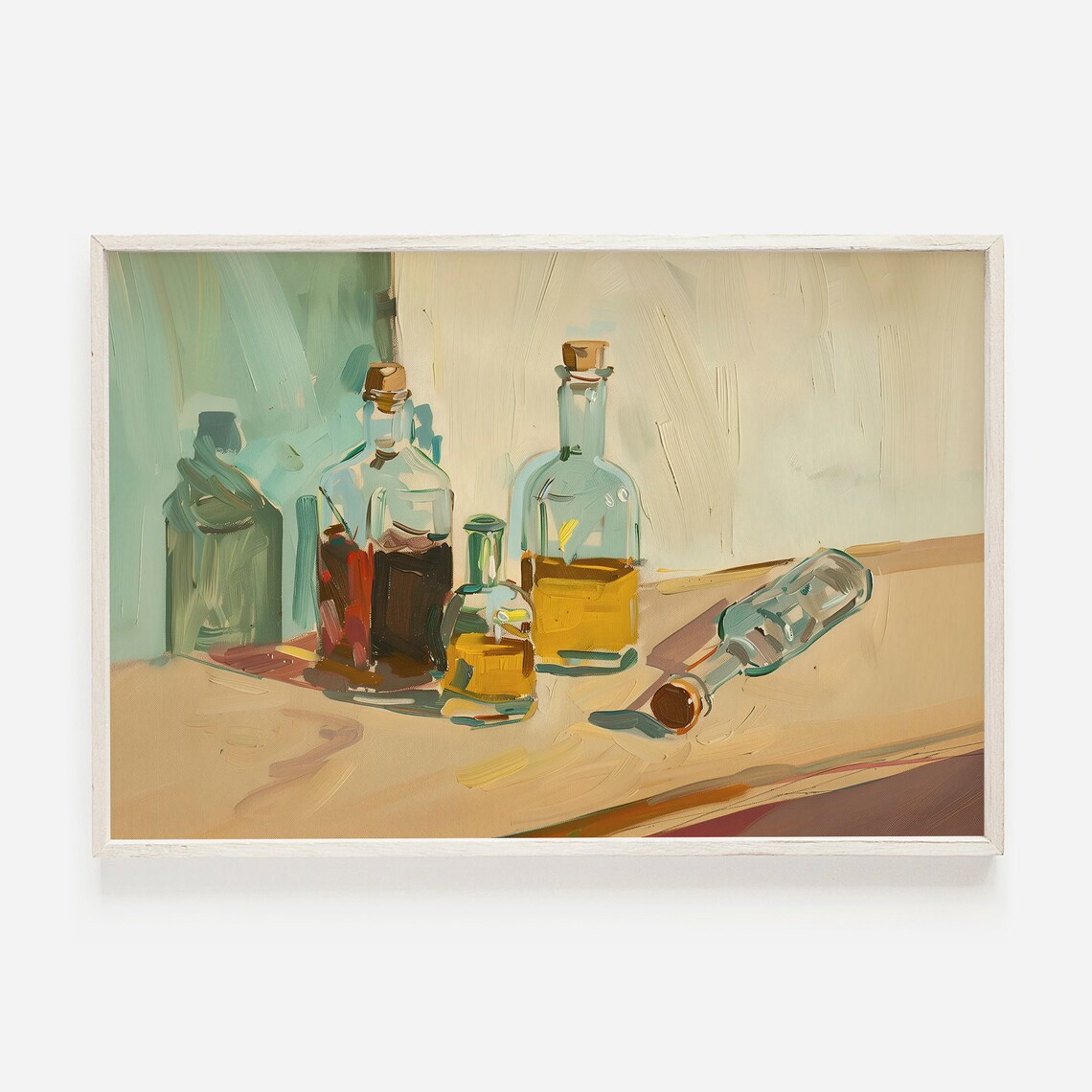 Bourbon Bottles Vintage Style Liquor Bottle Art Print