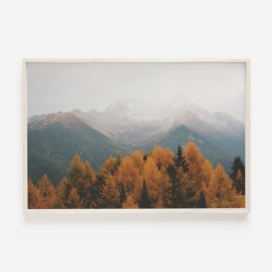 Misty Autumn Mountain Forest Serene Landscape Photography Lodge Poster
