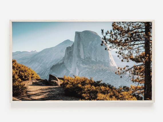 Yosemite Half Dome Golden Autumn Morning Pine Forest Landscape Photo Poster