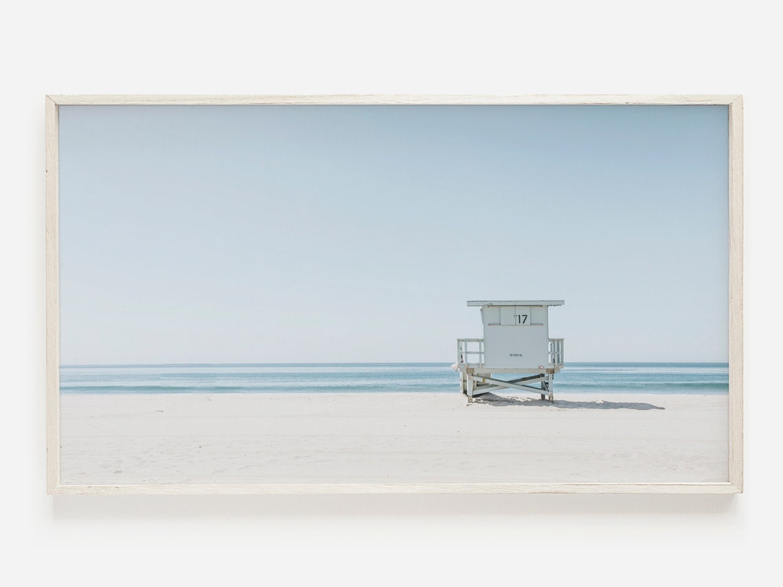 White Lifeguard Tower 17 On Empty Beach Minimalist Photo Poster
