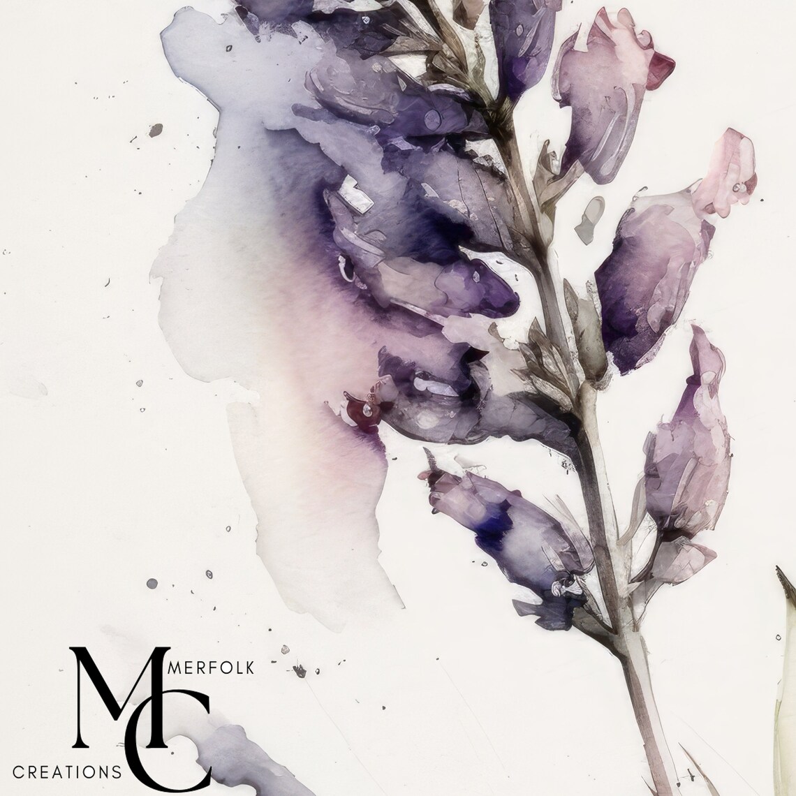 Purple Lupine Blossoms Watercolor Botanical Flower Wall Poster
