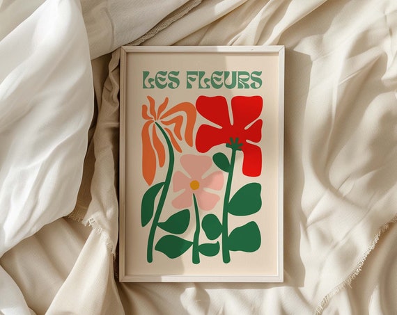Colorful Flower Illustration Print Wall Art Abstract Botanical Floral