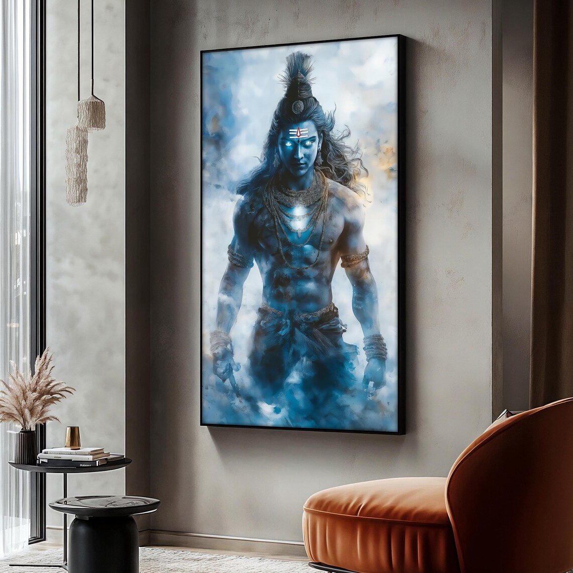 Lord Shiva Painting, Warrior Pose Spiritual Decor
