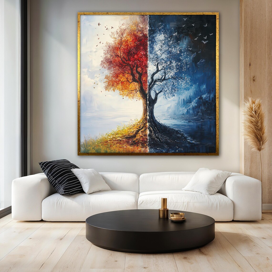 Four Seasons Tree Painting, Modern Abstract Landscape - Image 3