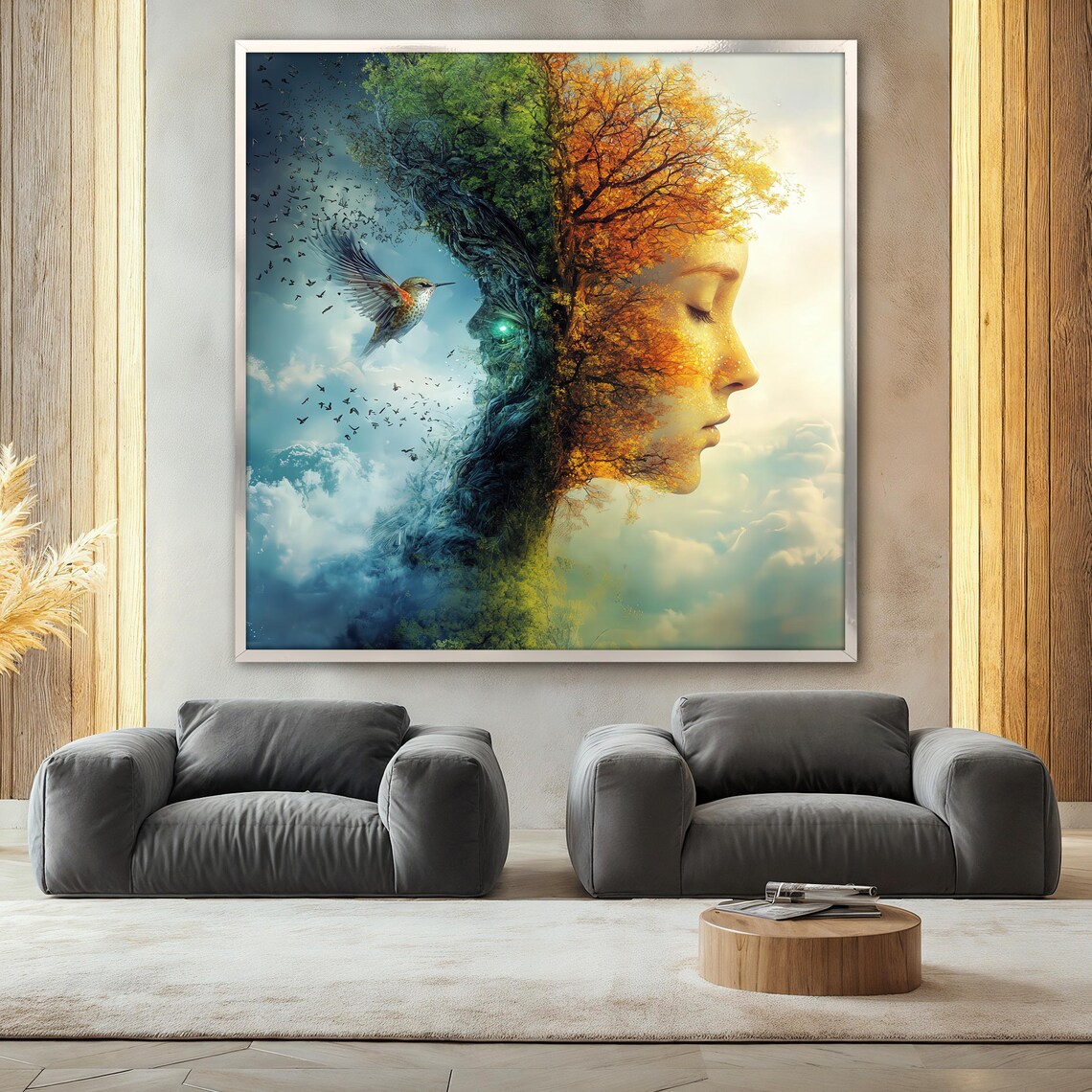 Fantasy Tree Woman Painting, Surreal Home Office Decor - Image 2