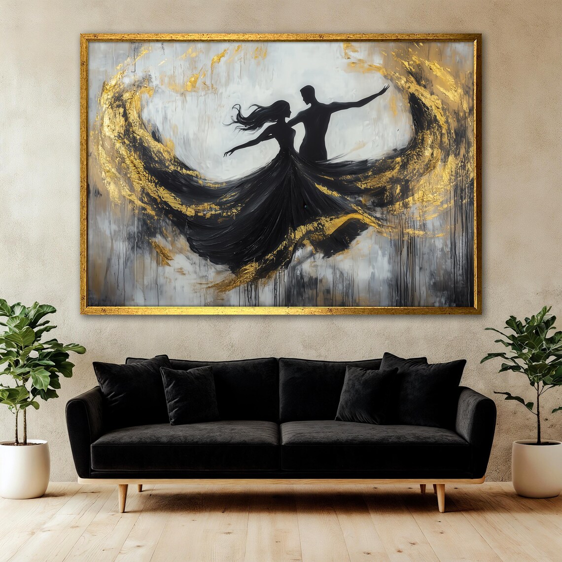 Romantic Dancing Couple, Elegant Modern Abstract - Image 3