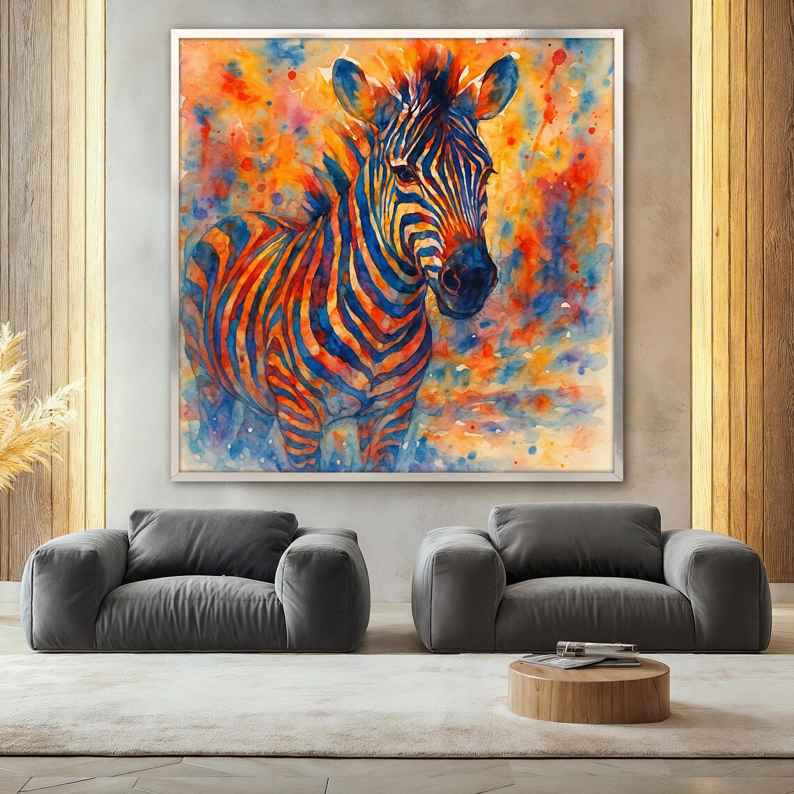 Colorful Zebra Painting, Safari Animal Decor - Image 2