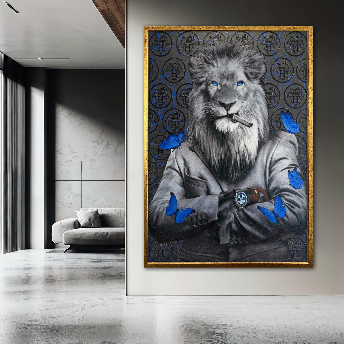 Luxury Lion Painting, Modern Animal Wall Art - Image 3