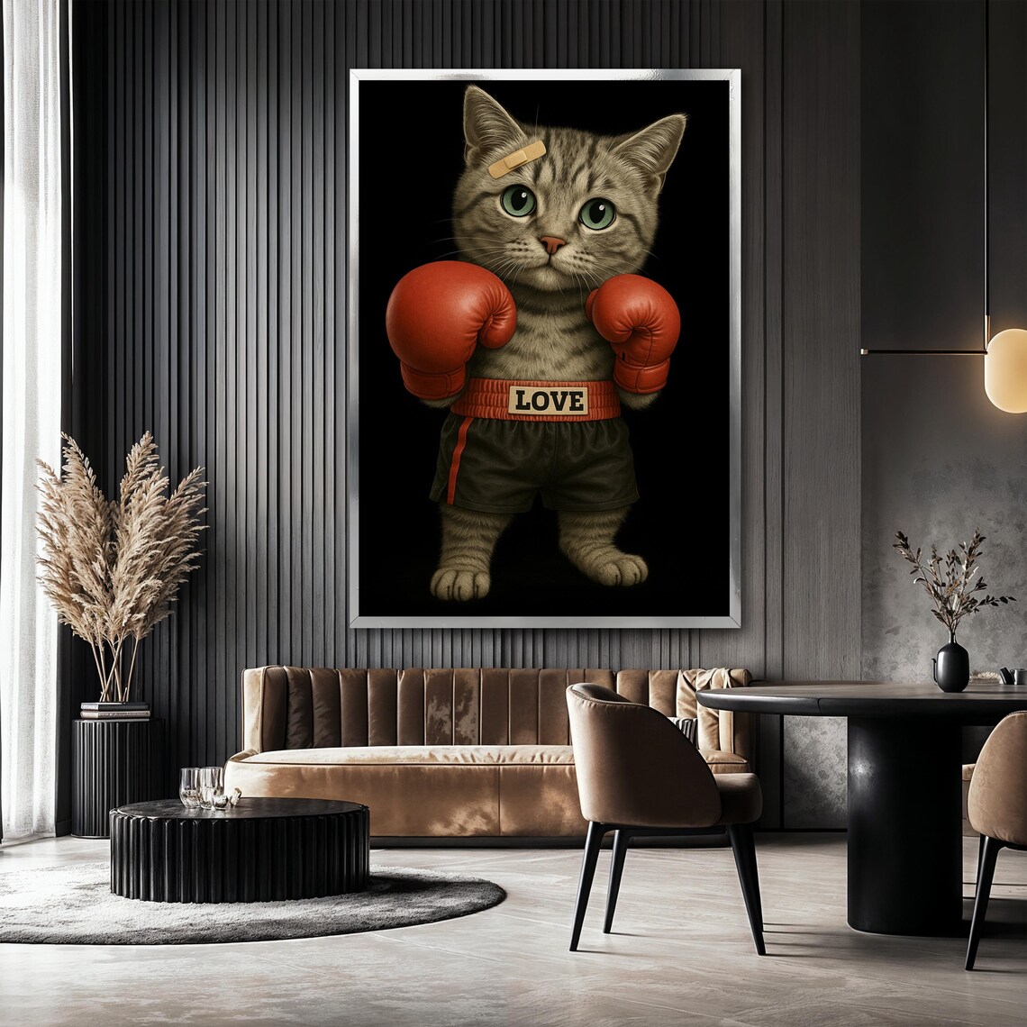 Boxer Cat Painting, Funny Animal Art Poster - Image 2