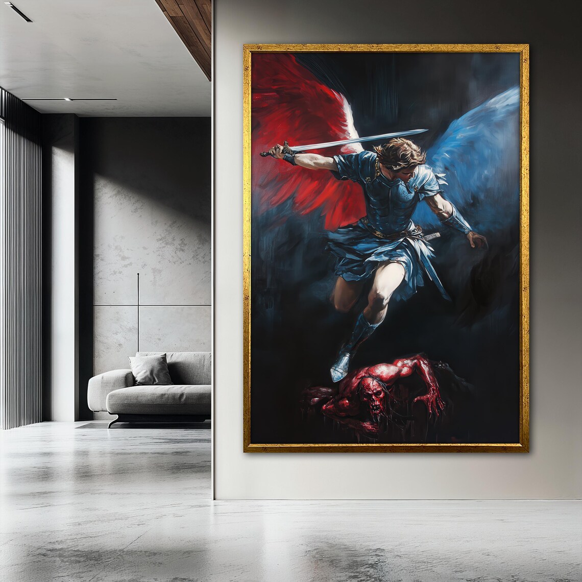 Archangel Michael Painting, Warrior Angel Wall Art - Image 3