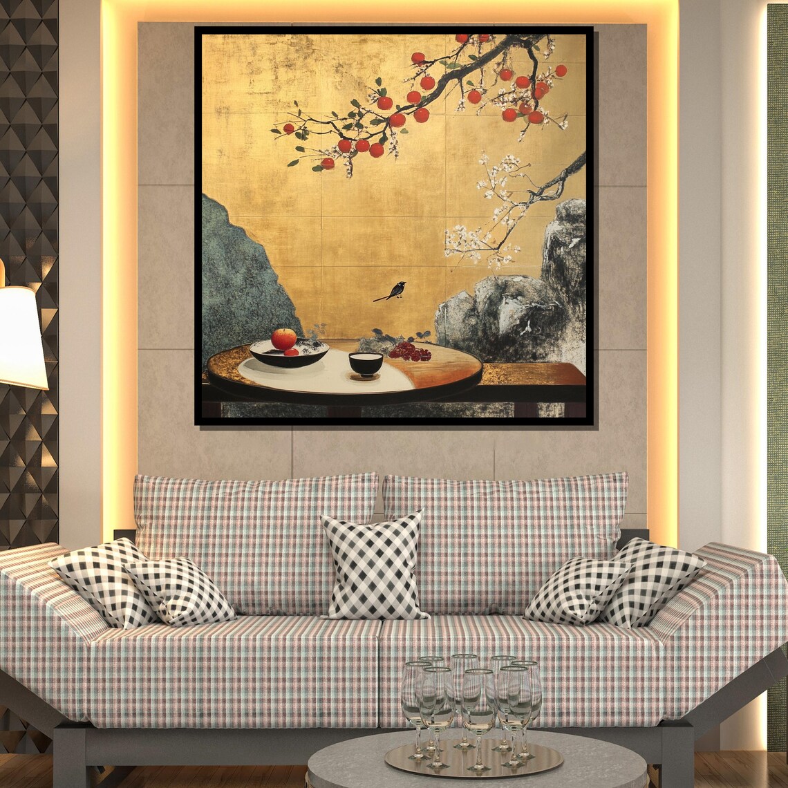 Traditional Japanese Still Life, Zen Fruit And Tea Decor - Image 2