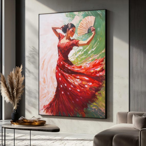 Spanish Flamenco Dancer Art Print, Elegant Dance