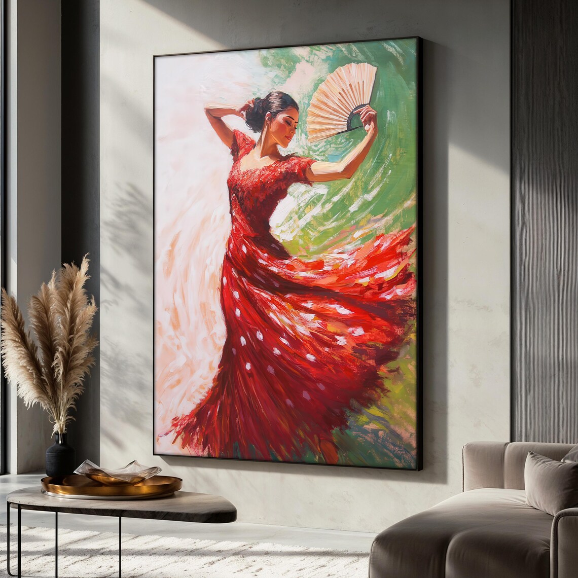 Spanish Flamenco Dancer Art Print, Elegant Dance
