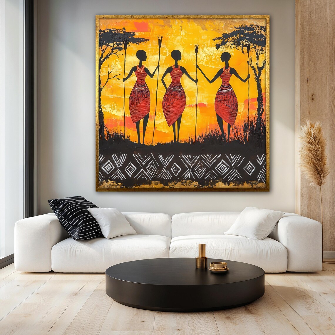 African Women Painting In Sunset Colors Art Print - Image 3