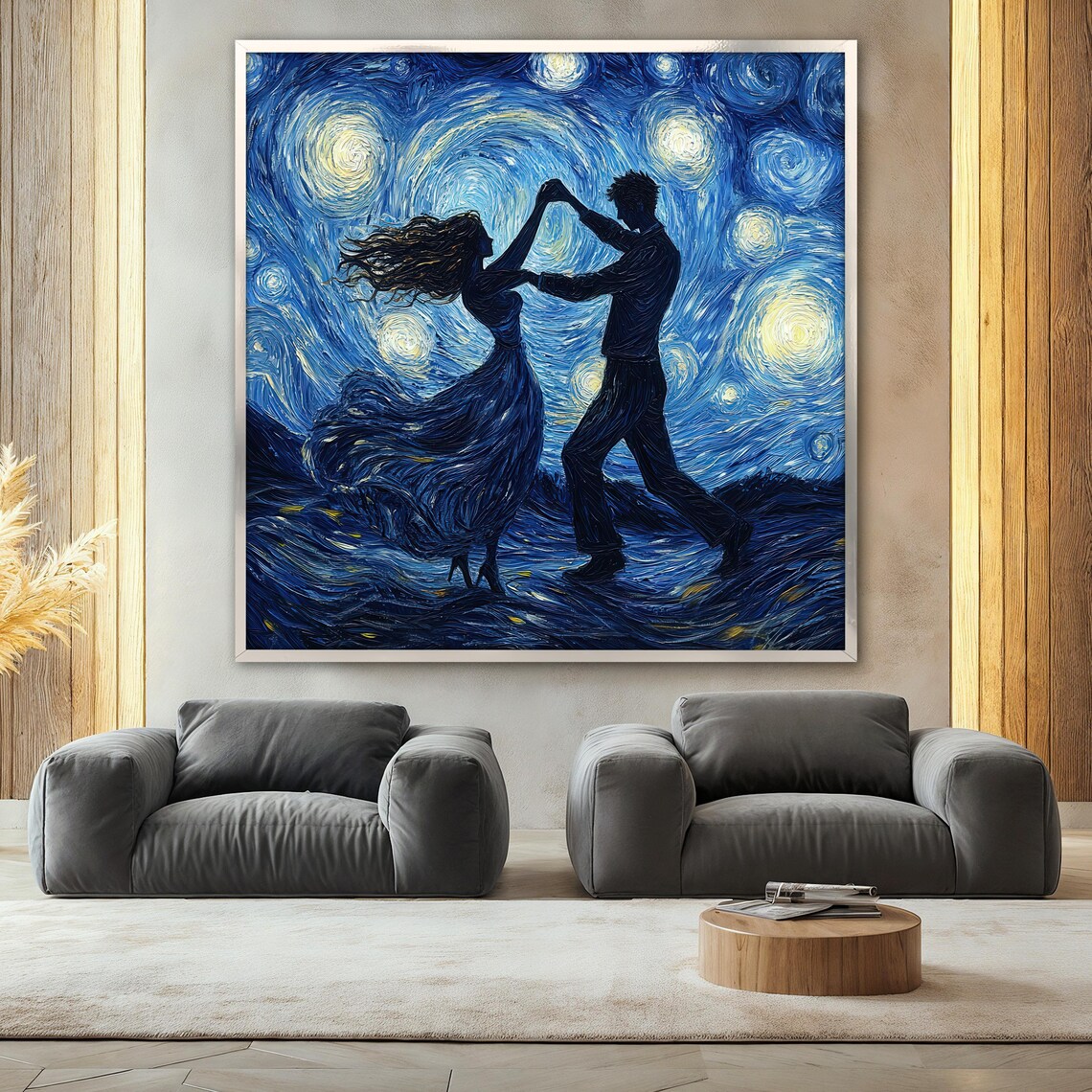 Van Gogh-Inspired Dancing Couple Starry Night Art Print - Image 2