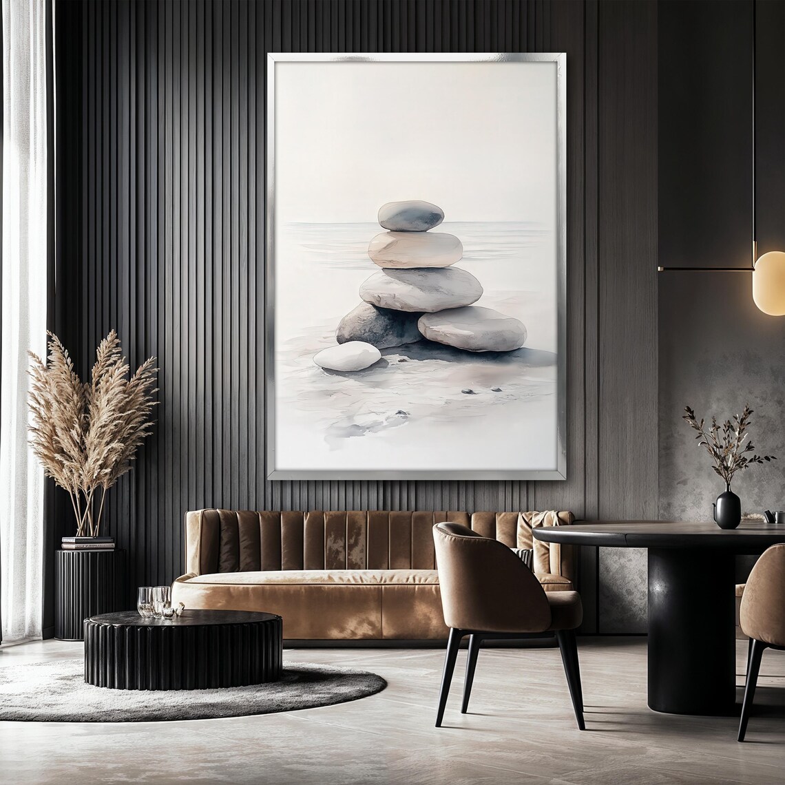 Balanced Stones Painting, Zen Beach Decor - Image 2