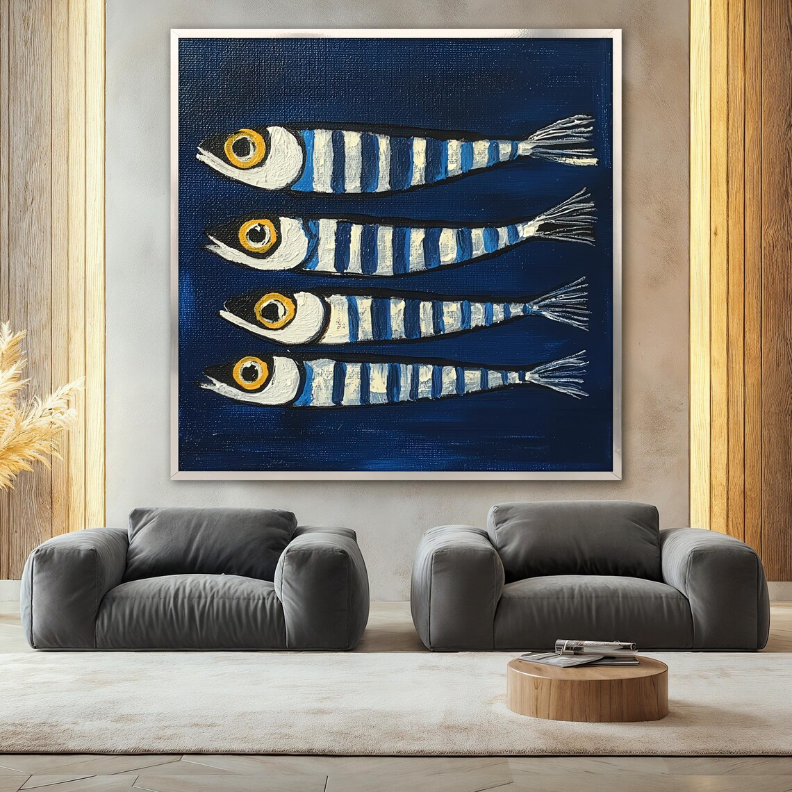 Sardines Painting, Nautical Coastal Kitchen Art Print - Image 2