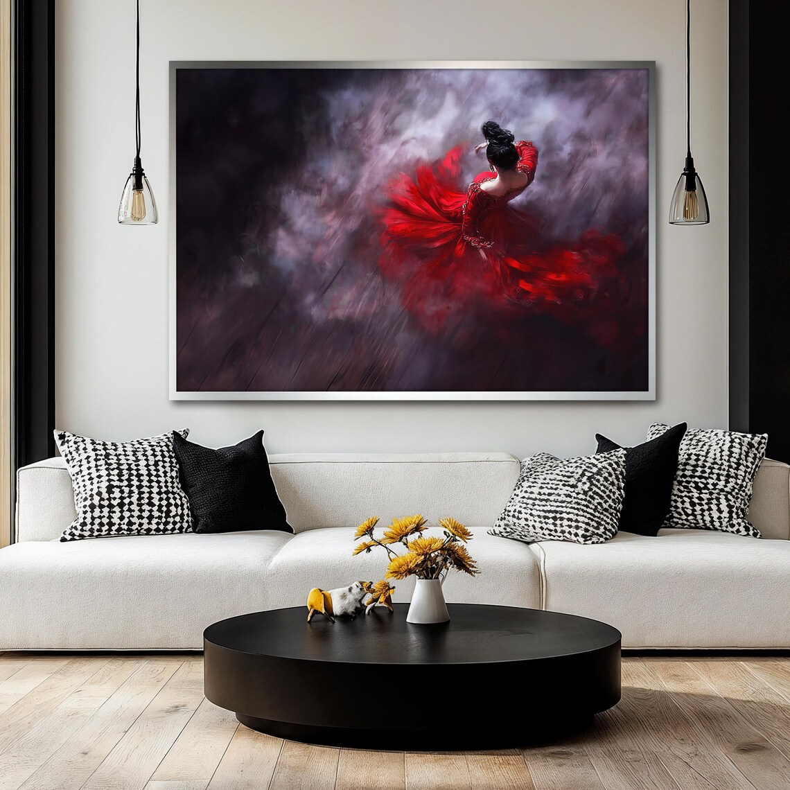 Graceful Woman Dancing in Flowing Dress, Romantic - Image 2