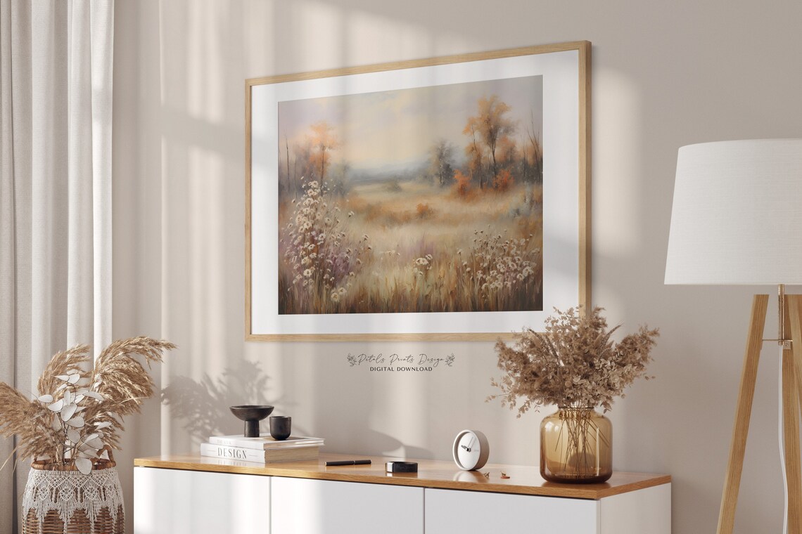 Vintage Autumn Countryside Landscape Art Print - Image 2