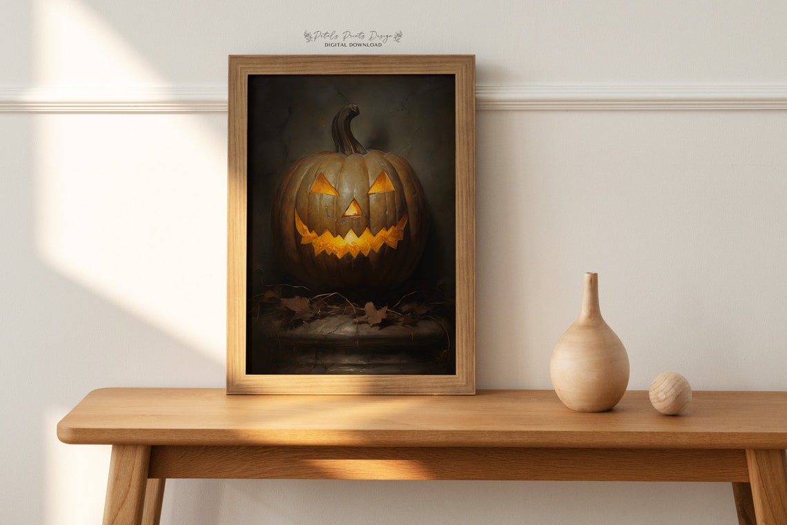 Glowing Jack O Lantern Carved Pumpkin Spooky Halloween Poster - Image 2